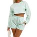 DiYun European American Casual Solid Color Sweatshirt And Drawstring Shorts Set Women's Clothing 2025_ecoleips.com