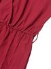 Women's Autumn Winter Romper, Elegant Casual Party, Pleated Long Pants With Belt, V Neck Long Sleeve Wide Leg One-Piece Fashion_ecoleips.com