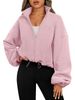 Women's Clothing Autumn Fashion Casual Stand Collar Long Sleeve Zipper Drawstring Warm Cardigan Loose Sweater_ecoleips.com