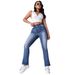 Cross-border 2024 Summer New Fashion Trend Distressed Blue Patchwork High-Waisted Jeans For Women_ecoleips.com