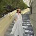 Elegant V-Neck Lace Trimmed Long Dress – Romantic & Chic Women's Evening Gown, Flowy & Feminine (White, S-L)_ecoleips.com