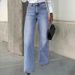 Women's Clothing Vintage Wash Denim Jeans For Women – Multi-Button Detail Straight Leg (S-XXL)_ecoleips.com