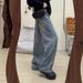 Women’S High-Waisted Flared Jeans – Winter Fleece-Lined Wide-Leg Denim Pants With Rhinestone Embellishments (S-2xl, Non-Stretch Cotton, Deep Blue)_ecoleips.com