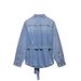 Distressed Denim Shirt Jacket For Women - Casual Oversized Button Down Top With Stylish Ripped Details (XS/S/M/L)_ecoleips.com
