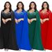 Elegant Rhinestone Evening Dress For Women – Stunning V-Neck Long Sleeve Gown With A-Line Silhouette (Black/Blue/Emerald/Red, S-Xxl)_ecoleips.com