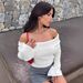 Women's Knitted Off-Shoulder Sweater Ribbed Long Sleeve Sexy Street Style Fashionable And Gentle European American Cross Border Clothing_ecoleips.com