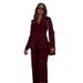 2025 New Women's V-Neck Slim Waist Fashion Button Long Sleeve Set_ecoleips.com