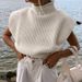 Elegant High Neck Sleeveless Sweater Women's Knit Top - Soft Acrylic Blend, Relaxed Fit, Versatile Solid Colors For Autumn & Winter_ecoleips.com