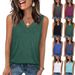 Women's Casual Sleeveless V-Neck Vest Top Solid Color Style Spring Summer Fashion_ecoleips.com
