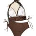 New Women's Two Piece Bikini Solid Color Halter Neck Swimsuit Provides Comfort And Style For Various Aquatic Activities_ecoleips.com