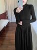 K Women's New Knitted Dress With A Sense Of Luxury As An Inner Layer; Long-sleeved A-line Skirt; Long Cardigan Dress_ecoleips.com