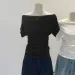Summer Pure Desire One Shoulder Black Short Sleeve Women's T-shirt Korean Style Slimming Top Exposed Shoulder Fashionable_ecoleips.com