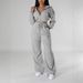 Women's Fleece-Lined Hoodie And High-Waisted Casual Pants Set, Comfortable Two-Piece Outfit For Daily Wear, Loungewear, And Street Style_ecoleips.com