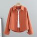 K Short Denim Jacket; New Loose, Versatile Long-sleeved High-grade Shirt For Women; Stylish Top. No Inner Garment_ecoleips.com