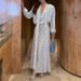 Retro Polka Dot V-Neck Dress With Puff Sleeves – Flattering Waist-Defining Midi Dress In White, Blue & Black (S-3xl)_ecoleips.com