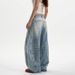 American-style Washed Distressed Curved Hem Jeans For Women, Cleanfit High Street Retro Loose Casual Versatile Wide-leg_ecoleips.com