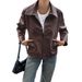 DiYun European And American High-End Minimalist Long-Sleeve Leather Jacket Women's Clothing 2025_ecoleips.com