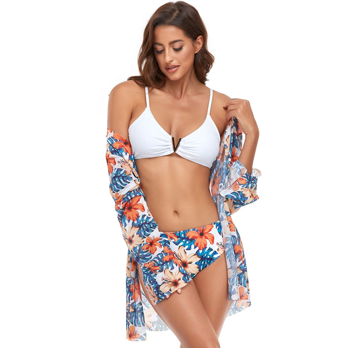 Women's Clothing Print Sexy Bikini Three Piece Suit Women's Swimsuit_ecoleips.com