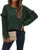 Women's Solid Color Crew Neck Sweatshirt Patchwork Ruffle Long Sleeve Autumn/Winter New Arrivals European American Style_ecoleips.com