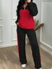 Women's Elegant Sportswear Set Casual Lapel Top Wide Leg Pants Loose Fit Autumn Winter Outfit_ecoleips.com