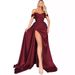 Women's Clothing Banquet High Slit Sexy Host One Shoulder Slim Party Evening Dress_ecoleips.com