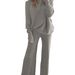 Women's Autumn/Winter Casual Solid-Color Bat-Sleeved Long-Sleeved Two-Piece Set_ecoleips.com