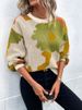 Women's Floral Jacquard Sweater – Oversized Long Sleeve Knit Top In Red/Wine/Pink/Blue (S-XL) | Cozy & Stylish_ecoleips.com