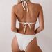 Elegant Shell-Inspired Women's Bikini Set Cream White Adjustable Triangle Top Classic Brief Bottom Swimwear_ecoleips.com
