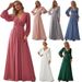 Women's Clothing Dress Elegant Banquet V Neck Long Dress Evening Dress Waist Bridesmaid Dress_ecoleips.com