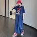 Loose Mid-Length T-Shirt Skirt With Slit Korean Style Casual Summer Dress For Women 18-24 Years Old Polyester Fiber_ecoleips.com