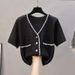 Women’s Clothing Ice Silk Knit Sweater Short Sleeved Cardigan Top For Women, New Style Small Jacket, Short Style Versatile Short Style For Summer_ecoleips.com