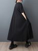 Mesh Patchwork Black Vintage Dresses For Women 2025 Summer New Short Sleeve Casual Loose Long Dress Fashion Elegant Clothing_ecoleips.com