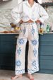 Suitable For All Seasons New Fashion Printed Linen Elastic Waist Pocket Wide-leg Casual Women's Pants_ecoleips.com