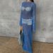 Women's Clothing Sexy Long Solid Color Perspective New Long Sleeve Floor Length Dress Beach Dress_ecoleips.com