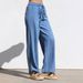 Women's Tencel Jeans For Spring Summer, Thin European And American Style, High Waist, Slimming, Straight Wide-Leg, Ice_ecoleips.com