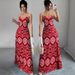 Slim Fit V Neck Long Dress Style Printed Suspender Fashion Relaxed Everyday Wear Comfortable Feshion_ecoleips.com