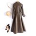 Elegant Long Trench PU Leather Coat For Women | Vintage-Inspired Belted Faux Leather Jacket | Plus Size Overcoat In Black, Anchora Red & Chocolate_ecoleips.com