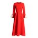 Women's Clothing Elegant Temperament Style Autumn New Long Three Dimensional Flower Decoration High Waist Simple Dress For Women_ecoleips.com