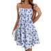 Voya Women's Sexy Waist Cinching And Slimming Explosive Style Fashionable Floral Sleeveless Suspender Dress_ecoleips.com