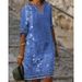 Women's Ethnic Style Printed Casual V Neck Dress Spring Summer New Fashion_ecoleips.com