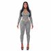 TW831 Women's Spring Autumn Sexy High Neck Zipper Crop Top Long Sleeve Two Piece Set with Tight Pants_ecoleips.com