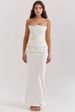 2026 European And American New Style Multi-color Waist Cinching Off-shoulder Fishbone Ruched Long Bodycon Dress Satin_ecoleips.com