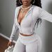 Women's Clothing Women's Fashion Knitted Ribbed Two Piece Set Long Sleeved Sweatshirt Style Slim Fit Casual Suit_ecoleips.com