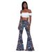 K Fashion Pattern Printed Women's Trousers With A Slight Flare; Long Bell-bottom Pants_ecoleips.com
