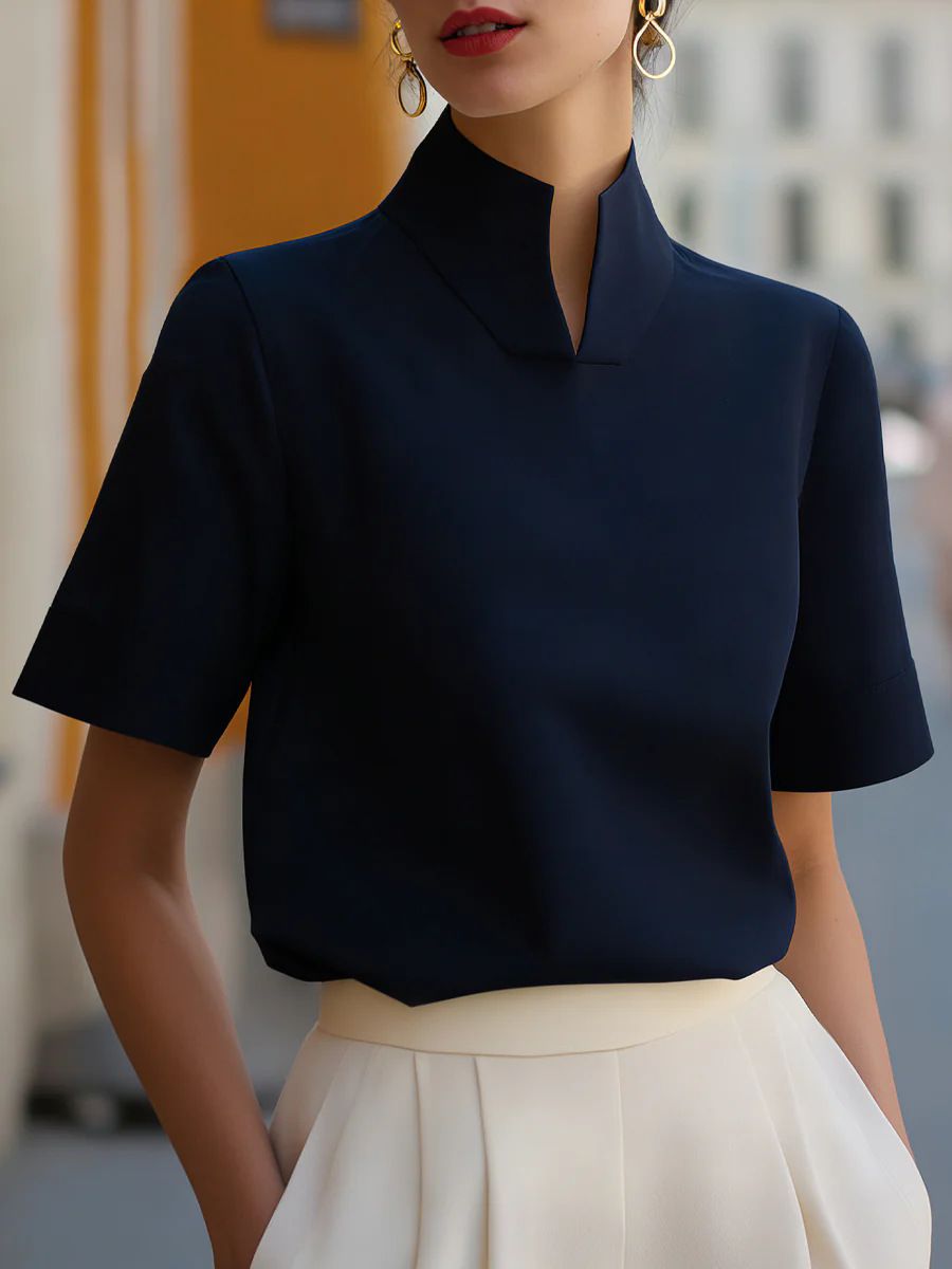 Women's Clothing Women's Style Stand Collar Shirt Unique Design Summer Top Commuter Friendly Style For Formal & Casual For Women_ecoleips.com