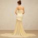 European And American New Style Gentle Wind Light Yellow Ice Silk Mesh Patchwork Strapless For Women With Large Hem Slim_ecoleips.com