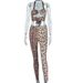 Trendy Ins Style Women's Fashion Leopard Print Sexy Strapless Backless Camisole Long Pants Two-Piece Set_ecoleips.com