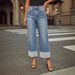 Women's Clothing Jeans Women Quality Retro Curled High Waist Trousers_ecoleips.com