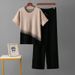 Women's Clothing Round Neck Gradient Knitted Suit Loose Stylish Sweater Temperament Top Casual Sports Wide Leg Pants_ecoleips.com