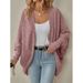 Women's Long Sleeve V-Neck Cardigan - Lightweight Polyester Blend, Open Front Drape, Solid Color Versatility_ecoleips.com